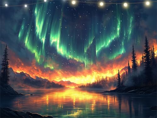 Diamond Painting Aurora Diamond Painting Erwachsene Berg Basteln Erwachsene, 5D Diamant Paintings Kits 60x80cm, Mosaikherstellung Bastelset Full Drill Cross Stickerei Malerei Kits für Wanddeko K9-1526 Diamond Painting Aurora Diamond Painting Erwachsene Berg Basteln Erwachsene, 5D Diamant Paintings Kits 60x80cm, Mosaikherstellung Bastelset Full Drill Cross Stickerei Malerei Kits für Wanddeko K9-1526 von Yingeen