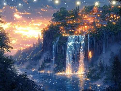 Diamond Painting Fallen Diamond Painting Erwachsene Haus Basteln Erwachsene, 5D Diamant Paintings Kits 50x65cm, Mosaikherstellung Bastelset Full Drill Cross Stickerei Malerei Kits für Wanddeko K9-4805 von Yingeen