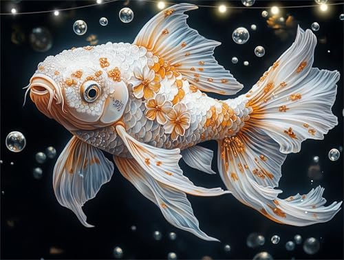 Diamond Painting Fisch Diamond Painting Erwachsene Weiß Basteln Erwachsene, 5D Diamant Paintings Kits 80x105cm, Mosaikherstellung Bastelset Full Drill Cross Stickerei Malerei Kits für Wanddeko K9-2888 Diamond Painting Fisch Diamond Painting Erwachsene Weiß Basteln Erwachsene, 5D Diamant Paintings Kits 80x105cm, Mosaikherstellung Bastelset Full Drill Cross Stickerei Malerei Kits für Wanddeko K9-2888 von Yingeen
