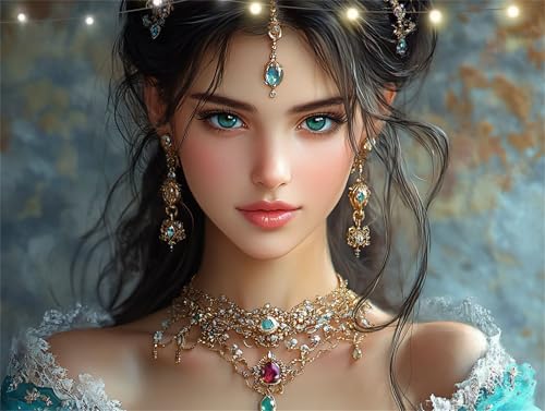 Diamond Painting Frau Diamond Painting Erwachsene Halskette Basteln Erwachsene, 5D Diamant Paintings Kits 50x65cm, Mosaikherstellung Bastelset, Full Drill Cross Stickerei Malerei für Wanddeko K9-1465 von Yingeen