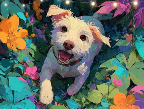 Diamond Painting Hund Diamond Painting Erwachsene Blätter Basteln Erwachsene, 5D Diamant Paintings Kits 100x135cm, Mosaikherstellung Bastelset, Full Drill Cross Stickerei Malerei für Wanddeko K9-4770 von Yingeen