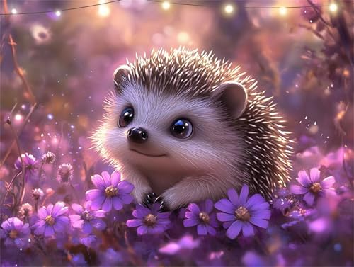 Diamond Painting Igel Diamond Painting Erwachsene Chrysantheme Basteln Erwachsene, 5D Diamant Paintings Kits 50x65cm, Mosaikherstellung Bastelset für Wanddeko Wohnzimmer, Geschenke für Frauen K9-1045 von Yingeen