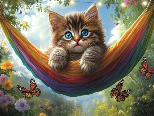 Diamond Painting Katze Diamond Painting Erwachsene Schmetterling Basteln Erwachsene, 5D Diamant Paintings Kits 80x105cm, Mosaikherstellung Bastelset, Cross Stickerei Malerei Kits für Wanddeko K9-1748 Diamond Painting Katze Diamond Painting Erwachsene Schmetterling Basteln Erwachsene, 5D Diamant Paintings Kits 80x105cm, Mosaikherstellung Bastelset, Cross Stickerei Malerei Kits für Wanddeko K9-1748 von Yingeen