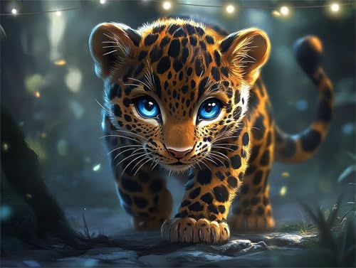 Diamond Painting Leopard Diamond Painting Erwachsene Tier Basteln Erwachsene, 5D Diamant Paintings Kits 50x65cm, Mosaikherstellung Bastelset, Full Drill Cross Stickerei Malerei für Wanddeko K9-1145 von Yingeen