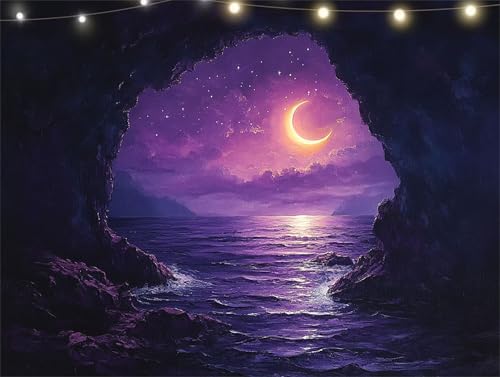 Diamond Painting Lila Diamond Painting Erwachsene Mond Basteln Erwachsene, 5D Diamant Paintings Kits 30x40cm, Mosaikherstellung Bastelset, Cross Stickerei Malerei Kits für Wanddeko Wohnzimmer K9-1503 von Yingeen