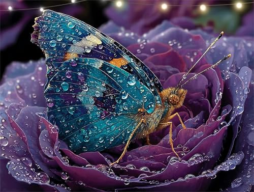 Diamond Painting Lila Diamond Painting Erwachsene Rose Basteln Erwachsene, 5D Diamant Paintings Kits 60x80cm, Mosaikherstellung Bastelset, Cross Stickerei Malerei Kits für Wanddeko Wohnzimmer K9-4966 von Yingeen