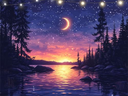 Diamond Painting Mond Diamond Painting Erwachsene See Basteln Erwachsene, 5D Diamant Paintings Kits 70x95cm, Mosaikherstellung Bastelset, Cross Stickerei Malerei Kits für Wanddeko Wohnzimmer K9-1807 Diamond Painting Mond Diamond Painting Erwachsene See Basteln Erwachsene, 5D Diamant Paintings Kits 70x95cm, Mosaikherstellung Bastelset, Cross Stickerei Malerei Kits für Wanddeko Wohnzimmer K9-1807 von Yingeen