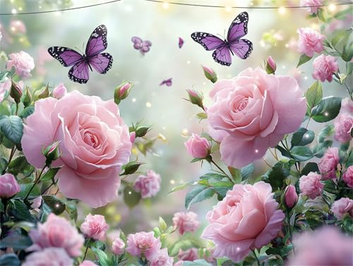 Diamond Painting Rosa Diamond Painting Erwachsene Rose Basteln Erwachsene, 5D Diamant Paintings Kits 60x80cm, Mosaikherstellung Bastelset, Cross Stickerei Malerei Kits für Wanddeko Wohnzimmer K9-1906 von Yingeen