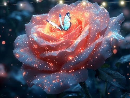 Diamond Painting Rose Diamond Painting Erwachsene Glühwürmchen Basteln Erwachsene, 5D Diamant Paintings Kits 70x95cm, Mosaikherstellung Bastelset für Wanddeko Wohnzimmer, Geschenke für Frauen K9-1447 von Yingeen