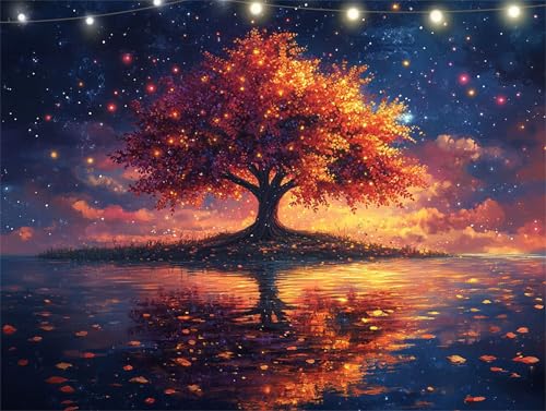 Diamond Painting Rot Diamond Painting Erwachsene Baum Basteln Erwachsene, 5D Diamant Paintings Kits 30x40cm, Mosaikherstellung Bastelset, Cross Stickerei Malerei Kits für Wanddeko Wohnzimmer K9-4923 von Yingeen