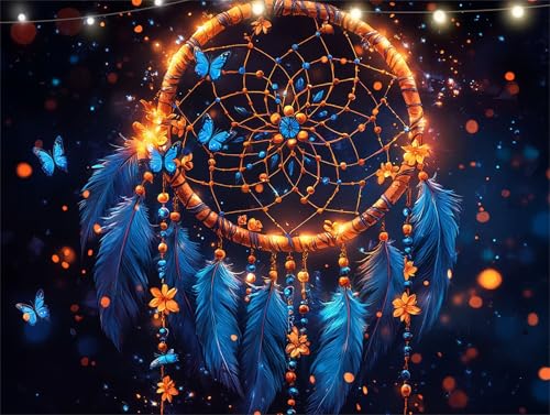 Diamond Painting Traumfänger Diamond Painting Erwachsene Blau Basteln Erwachsene, 5D Diamant Paintings Kits 35x45cm, Mosaikherstellung Bastelset für Wanddeko Wohnzimmer, Geschenke für Frauen K9-4884 von Yingeen