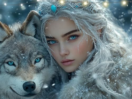 Diamond Painting Wolf Diamond Painting Erwachsene Frau Basteln Erwachsene, 5D Diamant Paintings Kits 80x105cm, Mosaikherstellung Bastelset, Cross Stickerei Malerei Kits für Wanddeko Wohnzimmer K9-4548 von Yingeen