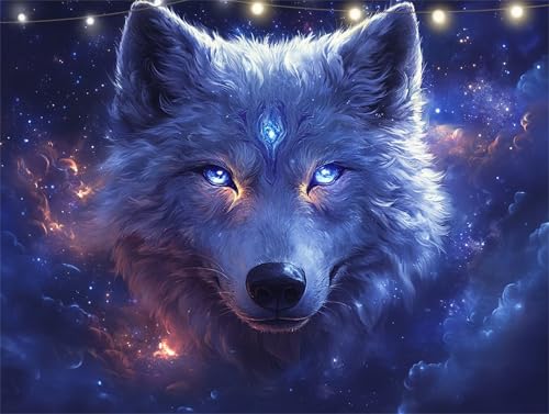 Diamond Painting Wolf Diamond Painting Erwachsene Sternenhimmel Basteln Erwachsene, 5D Diamant Paintings Kits 35x45cm, Mosaikherstellung Bastelset für Wanddeko Wohnzimmer, Geschenke für Frauen K9-1224 von Yingeen