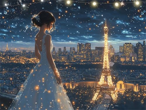 Frau Diamond Painting Erwachsene Paris Diamond Painting Set Diamant Paintings Bilder, DIY Crystal Strass Rhinestone Bastelset für Kinder Anfänger, Basteln Erwachsene für Wanddekoration 25x35cm K9-4552 von Yingeen