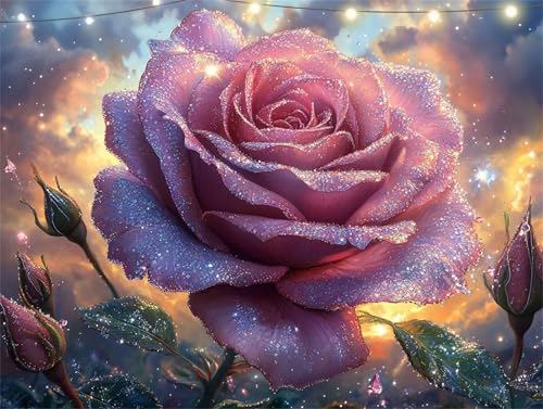Glanz Diamond Painting Erwachsene Rose Diamond Painting Set Diamant Paintings Bilder, DIY Crystal Strass Rhinestone Bastelset für Kinder Anfänger, Basteln Erwachsene für Wanddekoration 25x35cm K9-4772 von Yingeen