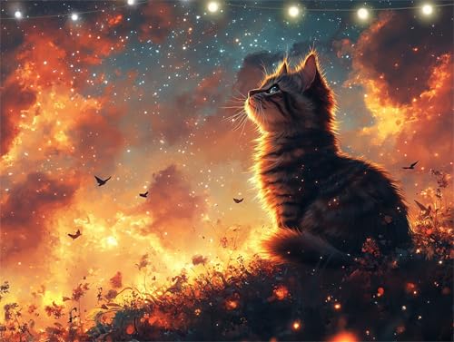 Katze Diamond Painting Erwachsene Adler Diamond Painting Set Diamant Paintings Bilder, 5D Crystal Strass Rhinestone Bastelset für Kinder Anfänger, Basteln Erwachsene für Wanddekoration 70x95cm K9-1657 von Yingeen