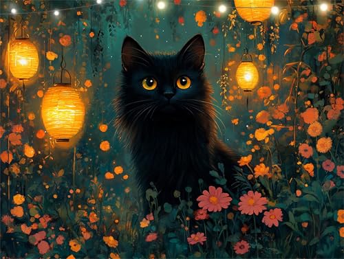 Laterne Diamond Painting Erwachsene Katze Diamond Painting Set Diamant Paintings Bilder, DIY Crystal Strass Rhinestone Bastelset, Basteln Erwachsene für Wanddekoration Wohnzimmer 100x135cm K9-5280 von Yingeen