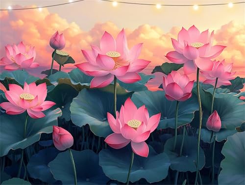 Lotus Diamond Painting Erwachsene Weiße Wolke Diamond Painting Set Diamant Paintings Bilder, DIY Crystal Strass Rhinestone Bastelset, Basteln Erwachsene für Wanddekoration Wohnzimmer 35x45cm K9-1154 von Yingeen