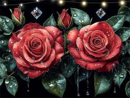 Rose Diamond Painting Erwachsene Tau Diamond Painting Set Diamant Paintings Bilder, DIY Crystal Strass Rhinestone Bastelset für Kinder Anfänger, Basteln Erwachsene für Wanddeko Flur 50x65cm K9-5495 Rose Diamond Painting Erwachsene Tau Diamond Painting Set Diamant Paintings Bilder, DIY Crystal Strass Rhinestone Bastelset für Kinder Anfänger, Basteln Erwachsene für Wanddeko Flur 50x65cm K9-5495 von Yingeen
