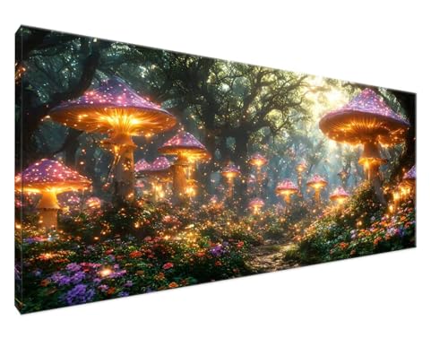 Wald Malen Nach Zahlen Groß XXL 40x90cm Malen Nach Zahlen Erwachsene Pilz, Paint by Numbers DIY Kreativ Set auf Leinwand für Anfänger, Decor, Weihnachten Paar Freund Personalisierte Geschenke Y2-423 von Yingeen