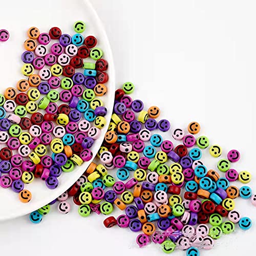 200 Stück Smiley Perlen für Armbänder Perlen Smiley, Emoji Fädelperlen, Perlen Set Smiley, Perlen Zum Auffädeln Smiley für Schmuck Basteln DIY Armbänder, Halsketten, Ringe und Ohrringe (4x7mm) von Yingxuanle