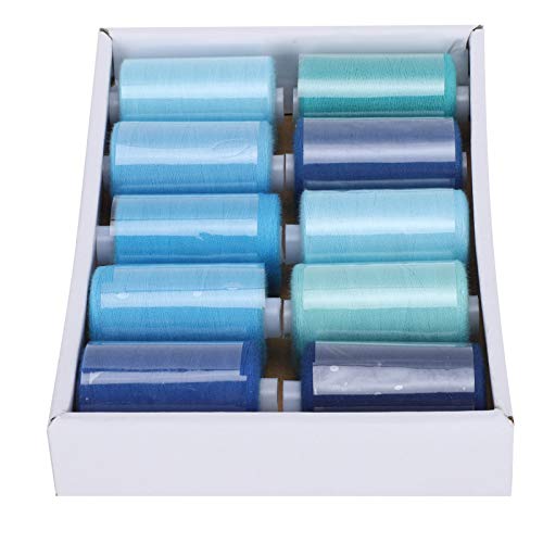 10 Rollen aus 402 Nähfadenset, Jeweils 300 Meter, Mehrfarbige DIY -Nähfäden für Zuhause -Schneiderei und Kunsthandwerk, Tragbare Pagodefaden Ideal für Notsituationen (BLUE) von Yinhing
