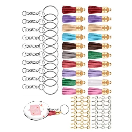Acrylschlüsselketten -Leer -Set, 200 -pcs Polierte Kanten Metall DIY -Schlüsselbund -Blanks für Kreatives Design, Beinhaltet Farbige Quasten und Augenschrauben für Personalisierte Geschenke (GOLD) von Yinhing