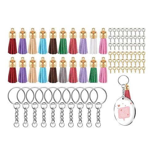 Acrylschlüsselketten -Leer -Set, 200 -pcs Polierte Kanten Metall DIY -Schlüsselbund -Blanks für Kreatives Design, Beinhaltet Farbige Quasten und Augenschrauben für Personalisierte Geschenke (GOLD) von Yinhing