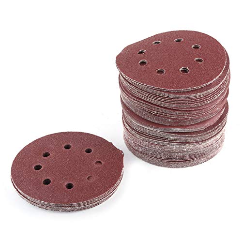 Alumina Rund Polishing -Sandpapierscheiben, 5 Zoll, 8 Löcher Schleifblech für Oberflächenpolieren und Schleifen, Mehrfachkörpern 60/80/100/120/240, Pack von 100 Alumina Rund Polishing -Sandpapierscheiben, 5 Zoll, 8 Löcher Schleifblech für Oberflächenpolieren und Schleifen, Mehrfachkörpern 60/80/100/120/240, Pack von 100 von Yinhing