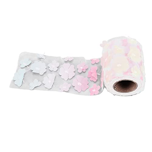 Blumen Tüll Brötchen, Funkelnde Tüllbrötchen Schöne DIY Flexible Blumen Tüll Rollen 8 Cm 10yd Exquisit Leuchtend Näher Spitze Weite Application Roll Spulen (Farbverlauf rosa gelb) von Yinhing