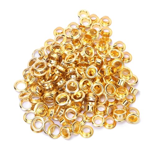 Craft Otelet TROMMET-Werkzeugset mit 6 Mm Messing Doppelseitiger Nieten für Kleidung und Accessoires Silber 100pcs Nieten für Lederhandwerkstaschen Schuhegürtel (SILVER) (GOLD) von Yinhing