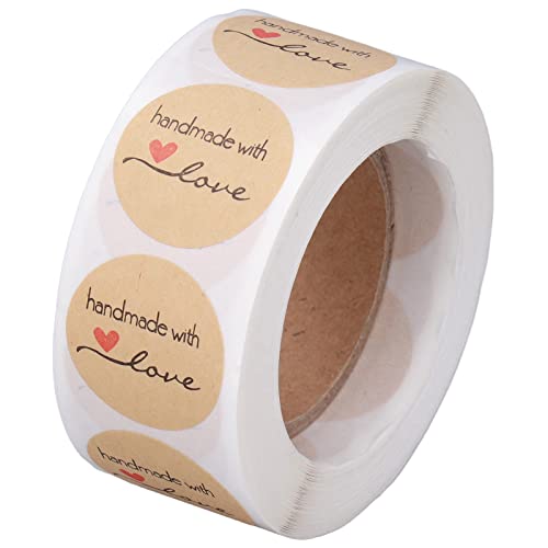 Kraftpapieraufkleber Rollen, Handgefertigt mit Liebesdesign -Aufklebern, Runden Etikettenaufkleber, Niedliche Schreibwarenlabel Aufkleber, für Lebensmittelkennzeichnung, Gebackene Leckereien, Kraftpapieraufkleber Rollen, Handgefertigt mit Liebesdesign -Aufklebern, Runden Etikettenaufkleber, Niedliche Schreibwarenlabel Aufkleber, für Lebensmittelkennzeichnung, Gebackene Leckereien, von Yinhing
