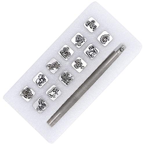 Metall -Stempelkit, Punch -Set mit 12 Pcs Legierung Stahlstempel Set für Lederfahrzeuge (#1) von Yinhing