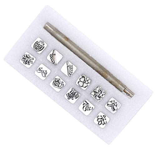 Metall -Stempelkit, Punch -Set mit 12 Pcs Legierung Stahlstempel Set für Lederfahrzeuge (#4) von Yinhing