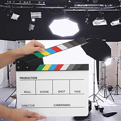 Professionelle Filmregisseure Clapboard, Acrylfilm -Filmregisseure Clapboard TV Movie Action Board Film Cut Prop Acryl Regisseur Szene Clapperboard Slate mit Stift (Buntes Whiteboard PAV1CWE3) von Yinhing