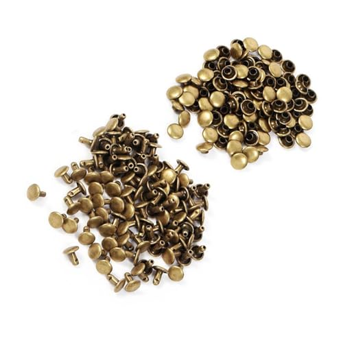 Yinhing Spikes, Punk Studs Spike Decoration 100 Sets 8 X 8 Mm Doppelkappe Nietebenen für Kleidungsstollen Dekoration (Bronze) von Yinhing