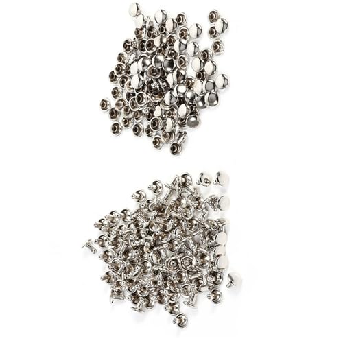 Yinhing Spikes, Punk Studs Spike Decoration 100 Sets 8 X 8 Mm Doppelkappe Nietebenen für Kleidungsstollen Dekoration (SILVER) von Yinhing