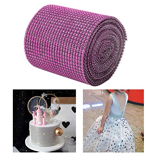Yinhing Strassband, Netzband Bling Wrap Ribbon 9m 24 Zeilen Elektroplieren Kunststoff Künstlicher Strassbänder Mesh Strasssteine ​​zum Handwerk für Kuchen, Vase -, Partyzubehör (PURPLE) von Yinhing