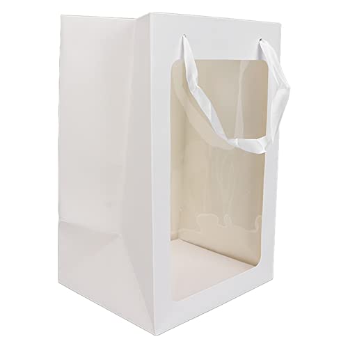 Yinhing Transparentpapier-Geschenkverpackungsbeutel mit Griffen, Geschenktüten mit Fenster-Rechteck-Form, Große Papiertüten für Süßigkeiten, Wiederverwendbare, Mattierte Taschen für(Weiß) von Yinhing