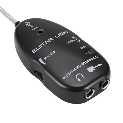 Yinhing USB -Audio -Schnittstelle, Gitarren Audio Schnittstelle mit Connector Recorder Gitarre an USB Link Kabel Adapter Gitarrenschnittstelle für PC Computer (BLACK) von Yinhing
