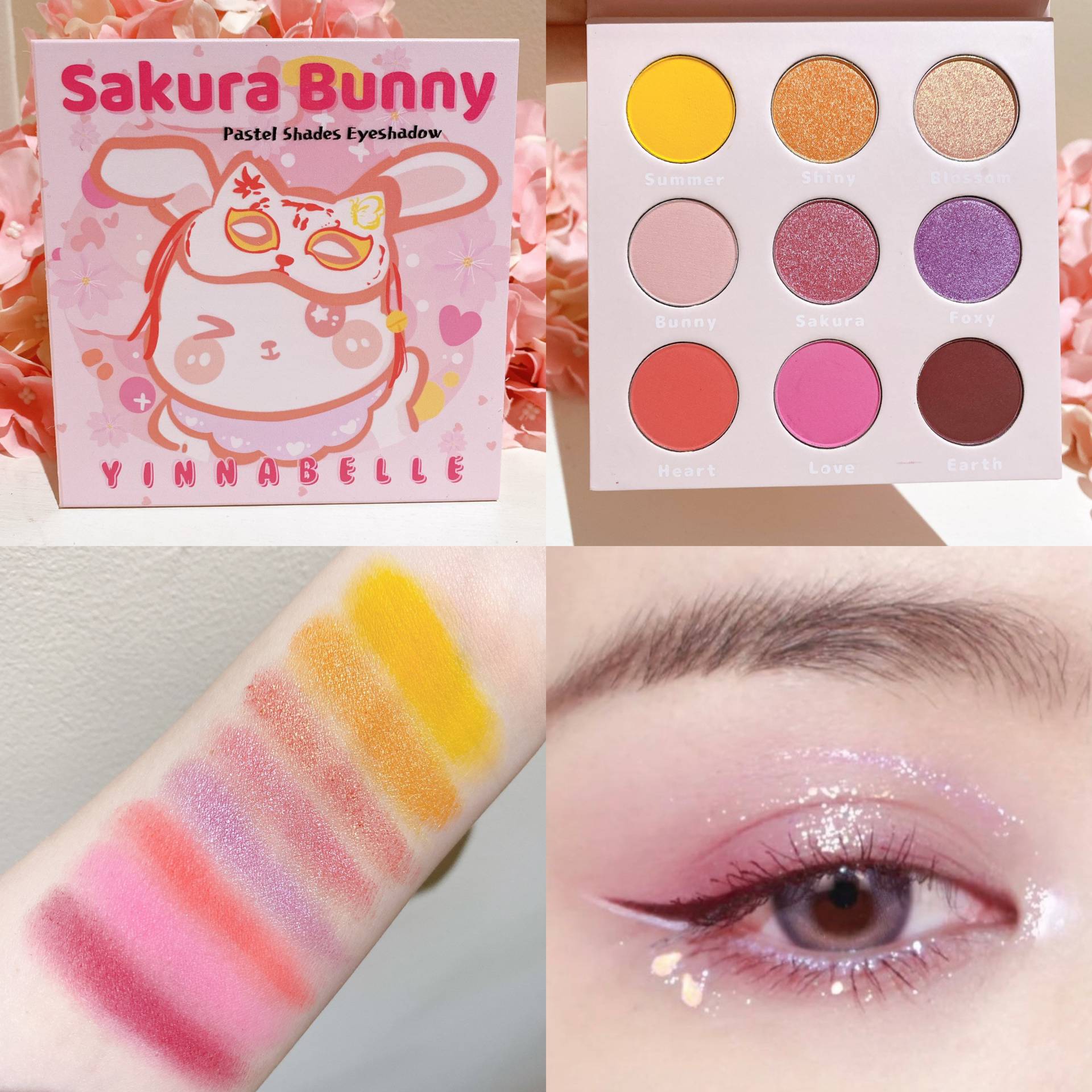 Sakura Bunny Kawaii Pastell Kirschblüten Lidschatten Palette von Yinnabelle