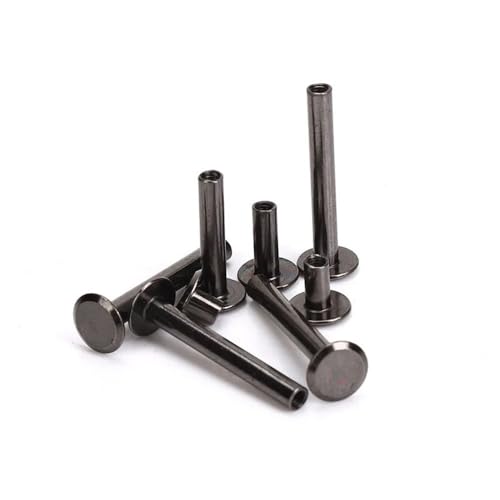 10 Stück Metall schwarz Bindung Chicago Schrauben Nägel Lange Nieten Nieten Leder Handwerk Hardware Zubehör Stangenlänge 3~50 mm (Color : 3mm, Size : M3) von Yinxi
