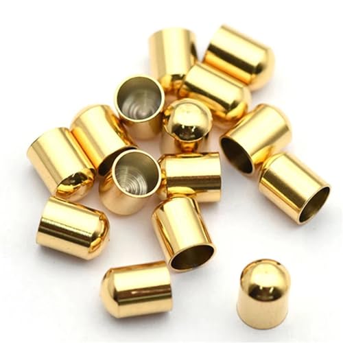 20 Stück goldfarbene Edelstahl-Verschlüsse, Crimpverschlüsse, Kordel-Endkappen, Lederband (Color : Gold Color-Arc, Size : Hole 2mm) von Yinxi