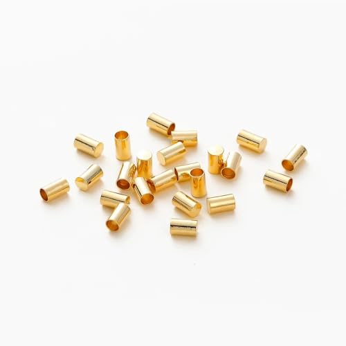 30 Stück 3–5 mm vergoldete Messing-Quasten, Lederschnur-End-Crimpkappen, Perlen-Endkappen (Color : 18K Gold, Size : 5 x 6.5mm) von Yinxi