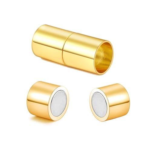 Magnetverschlüsse für 3, 4, 5, 6, 7, 8, 10, 12, 14, 15 mm Lederband-Armbandanschlüsse (Color : Gold, Size : 6pcs x 14mm) von Yinxi