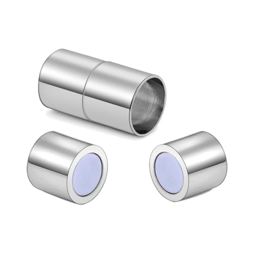 Magnetverschlüsse für 3, 4, 5, 6, 7, 8, 10, 12, 14, 15 mm Lederband-Armbandanschlüsse (Color : Rhodium, Size : 6pcs x 3mm) von Yinxi