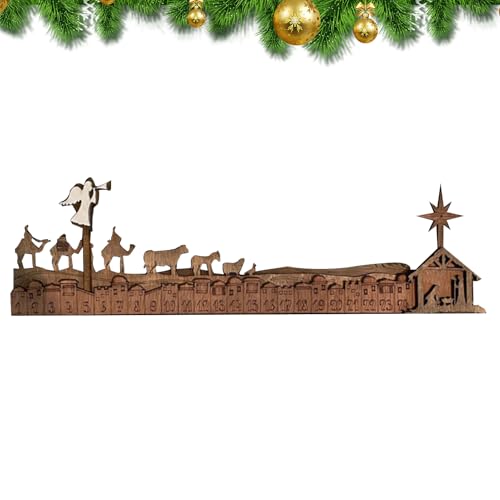 Yiohejy Christmas Adventskalender - Weihnachts-Countdown-Kalender für Kinder - Holz Bastelspiel Deko Mittelstück Für Fensterbank Kamin Bücherregal,Für Bücherregal Fensterbank Kaminsims Schreibtisch von Yiohejy