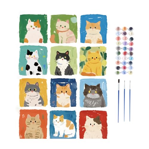 Yiohejy Hunde Malen Nach Zahlen Tiere,Katze Malen Nach Zahlen Set Mit Pinseln | Kunst Set Für Thanksgiving Studentenzimmer Geburtstag Zuhause Schlafzimmer Schule von Yiohejy