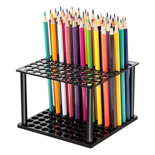 Yiohejy Pinselaufbewahrung – Schreibtisch-Stiftehalter, 96-Loch-Schreibtisch-Aufbewahrung, Acryl-Pinselständer für Kunstbedarf, Buntstifte von Yiohejy