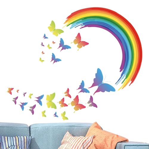 Yiohejy Schmetterlings-Aufkleber für die Wand, Schlafzimmer, Schmetterlings-Fensteraufkleber, niedliche Kinderzimmer-Wandkunst, dekorative Fensteraufkleber für Schlafzimmer, Klassenzimmer, Spielzimmer von Yiohejy